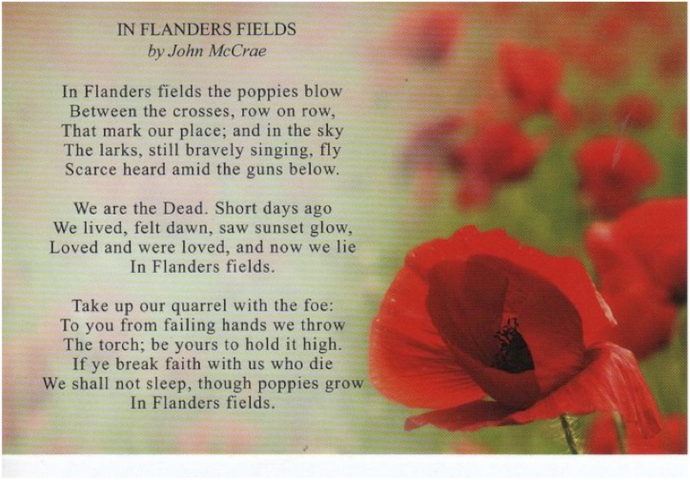 In Flanders Field Poem Printable Version